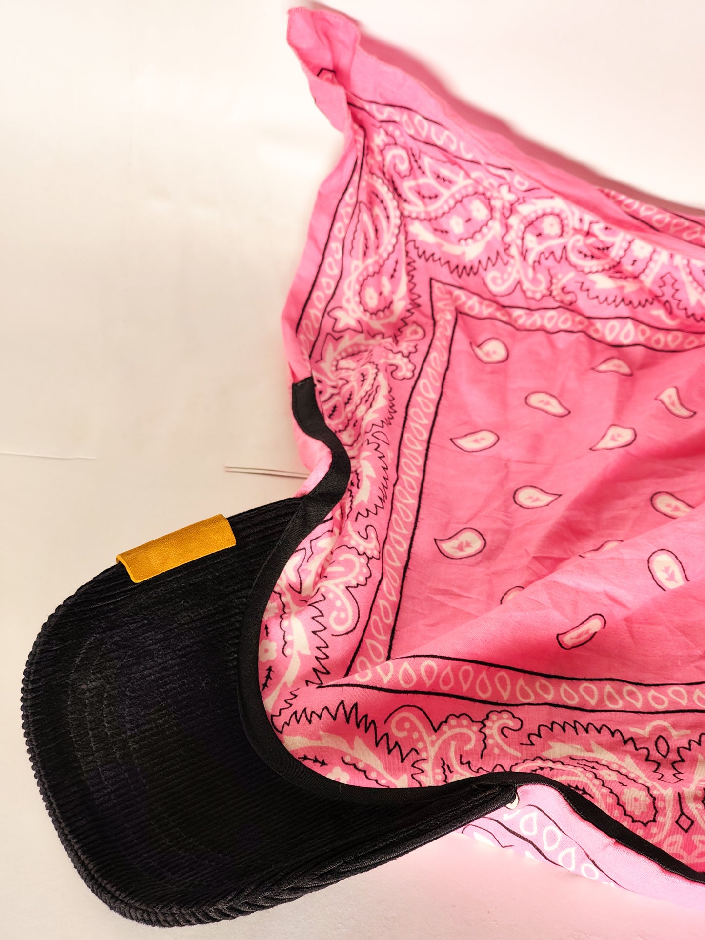 Kapri™ – Black Corduroy Brim × Pink Printed Bandana (OG Drop)