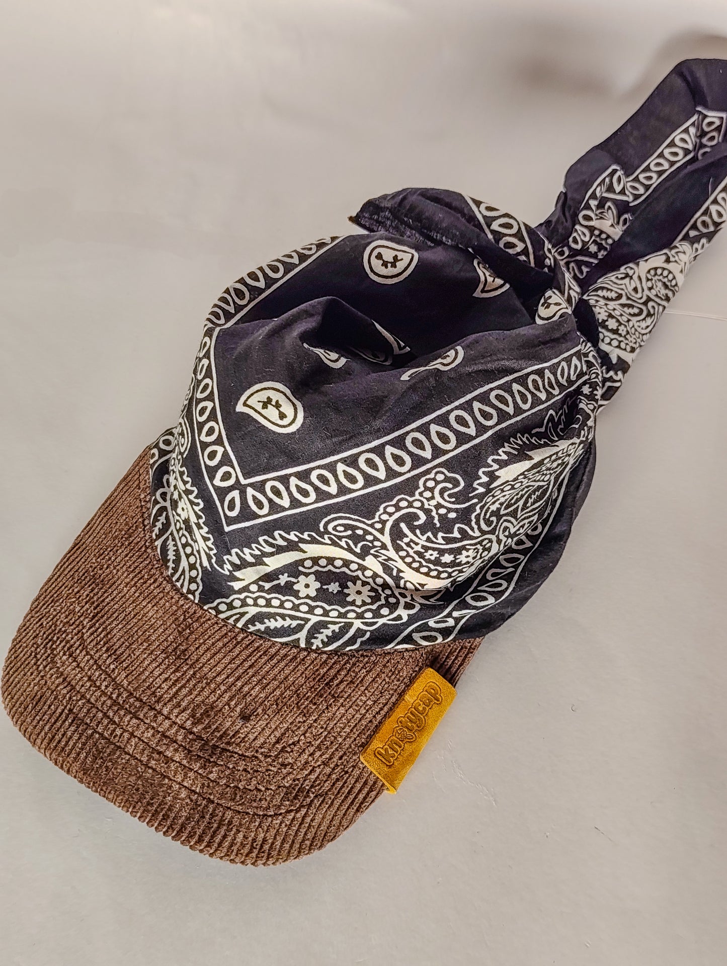 Kapri™ – Brown Corduroy Brim × Black Printed Bandana (OG Drop)