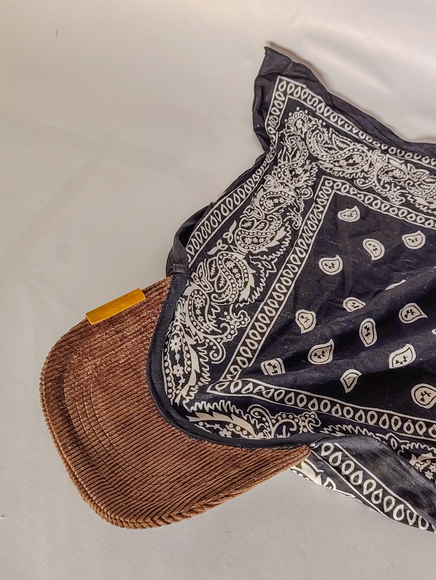 Kapri™ – Brown Corduroy Brim × Black Printed Bandana (OG Drop)