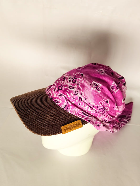 Kapri™ – Brown Corduroy Brim × Rose pink Printed Bandana (OG Drop)